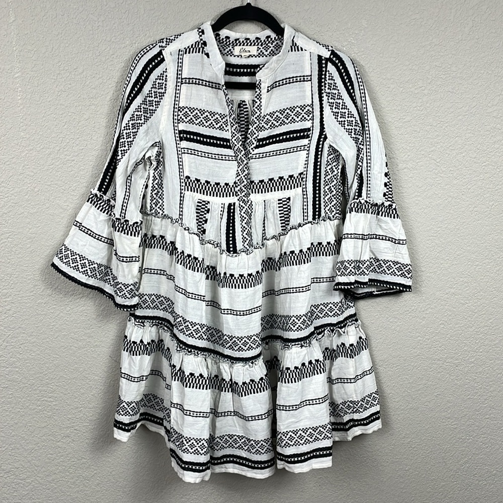 New Elan Cotton Cover Up Babydoll Mini Dress Swim Resort Black White Sz XS - Picture 5 of 15